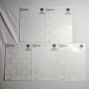 Anna Griffin 5x7 Embossing Folder Bundle 5 Pcs Anchor Hat Flamingo Tie Pineapple